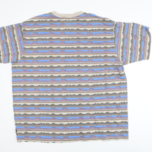 Levi's Men's Beige Multicoloured Striped Cotton T-Shirt XL