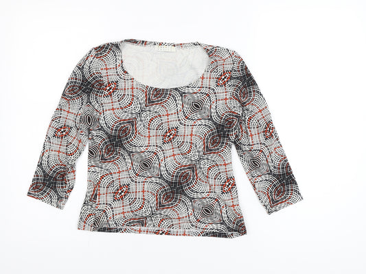 Precis Petite Women’s Multicoloured Geometric 3/4 Sleeve Stretch Blouse Size S