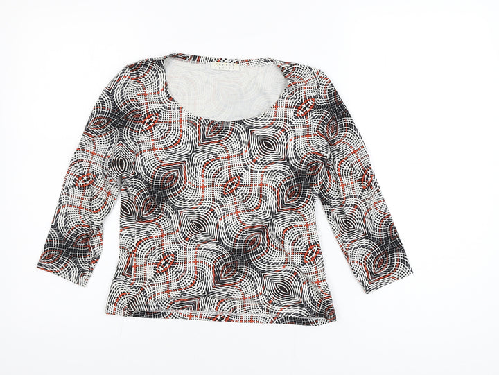 Precis Petite Women’s Multicoloured Geometric 3/4 Sleeve Stretch Blouse Size S