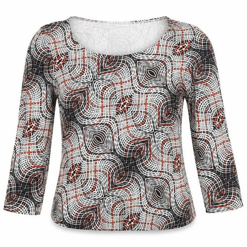 Precis Petite Women’s Multicoloured Geometric 3/4 Sleeve Stretch Blouse Size S