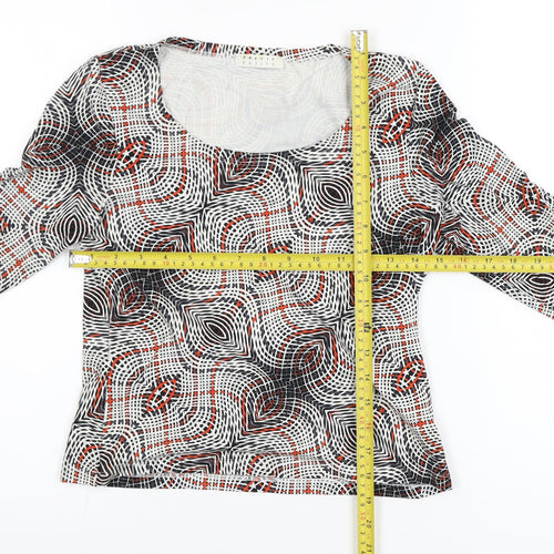 Precis Petite Women’s Multicoloured Geometric 3/4 Sleeve Stretch Blouse Size S
