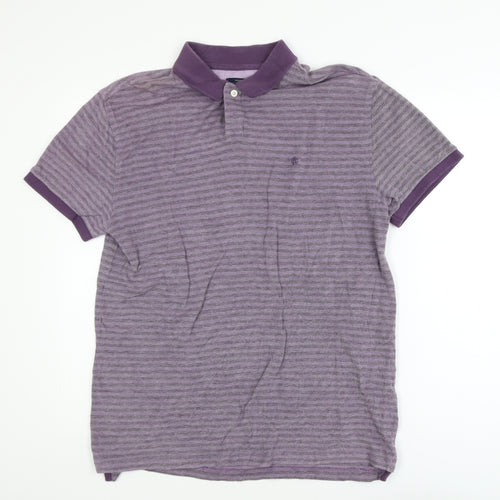 Criminal South Coast Men's Purple Striped Cotton Polo Shirt L