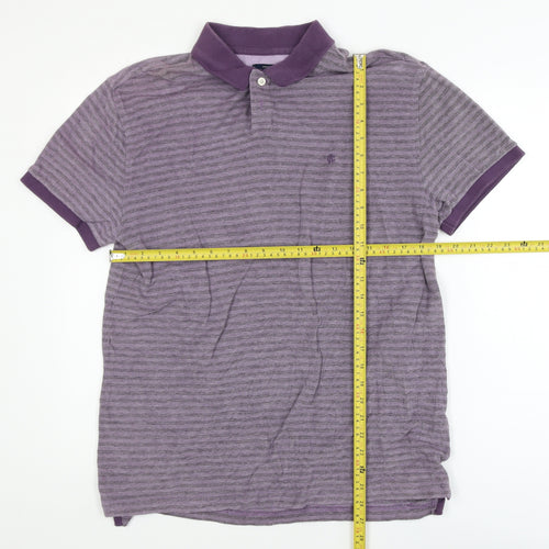 Criminal South Coast Men's Purple Striped Cotton Polo Shirt L