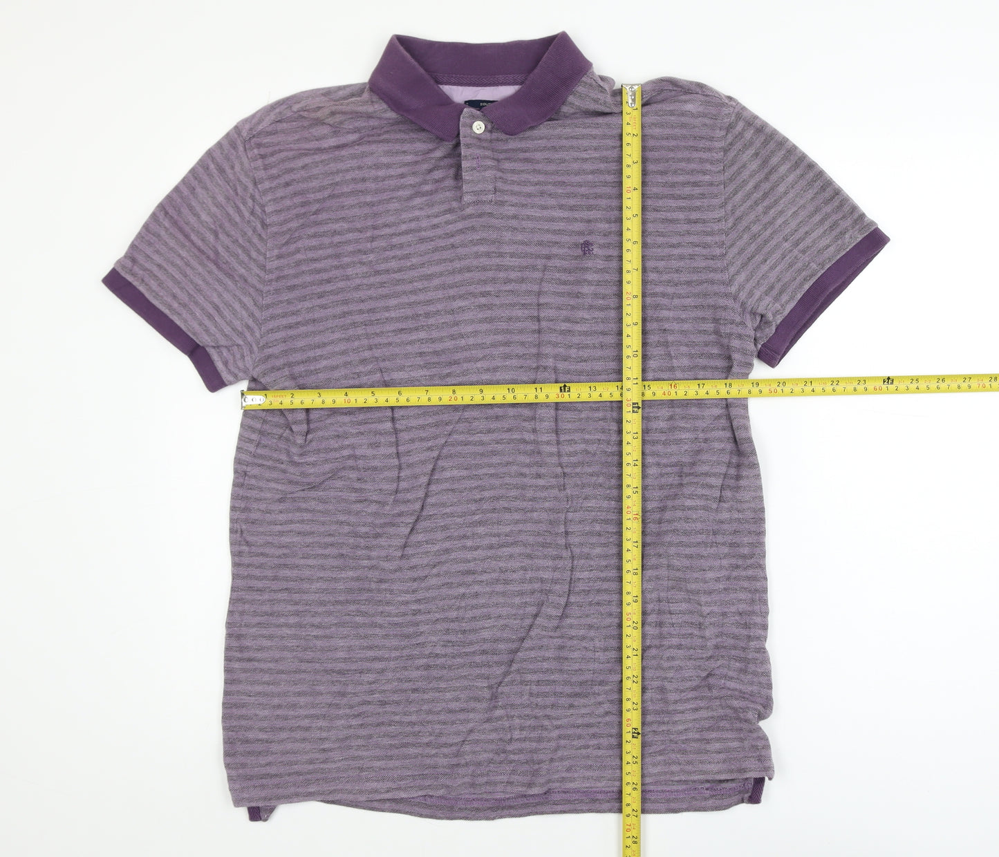 Criminal South Coast Men's Purple Striped Cotton Polo Shirt L