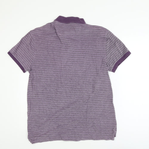 Criminal South Coast Men's Purple Striped Cotton Polo Shirt L