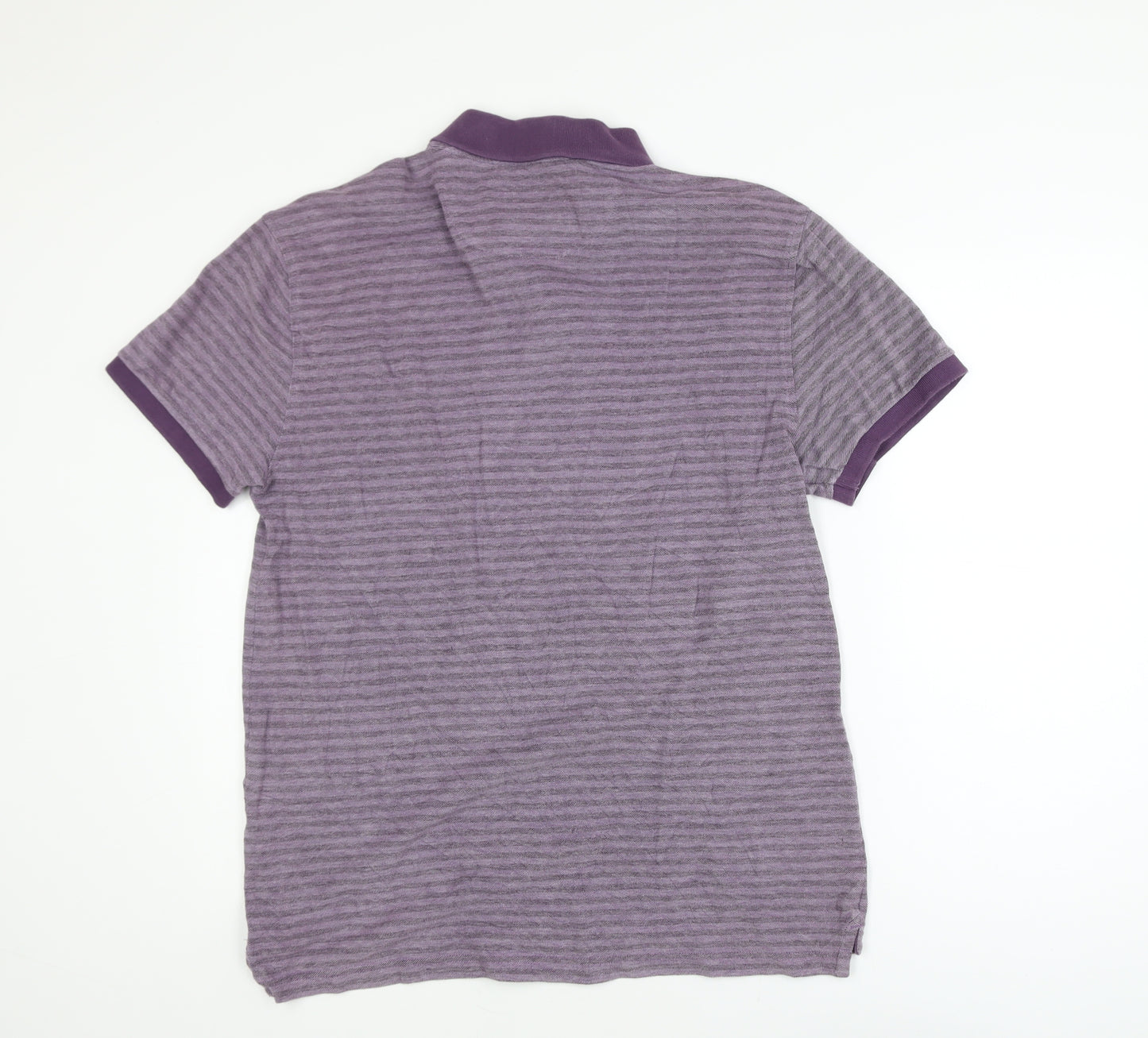 Criminal South Coast Men's Purple Striped Cotton Polo Shirt L