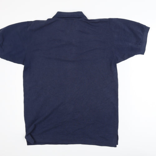 Trojan Men Navy Blue Small Short Sleeve Cotton Polo Shirt