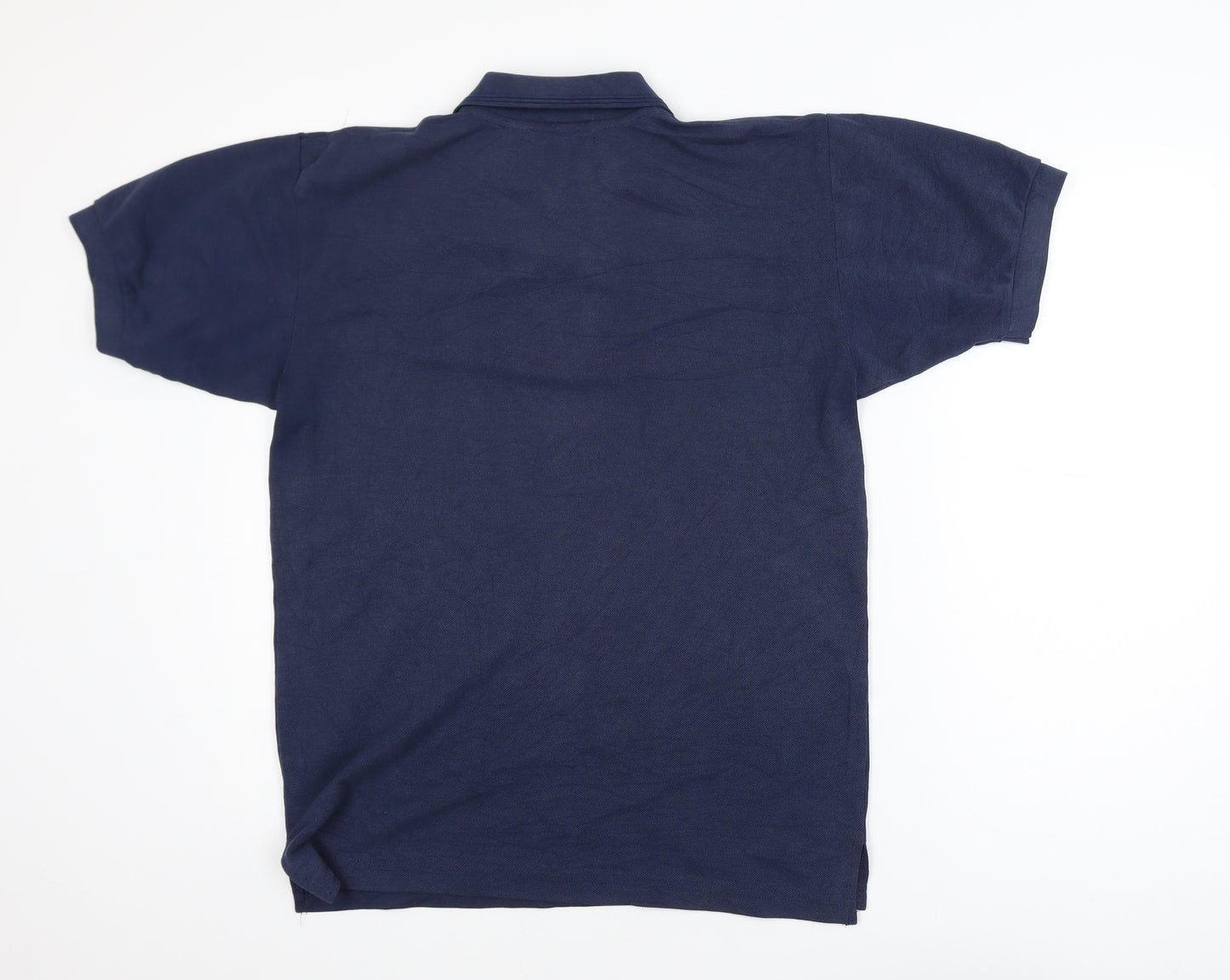 Trojan Men Navy Blue Small Short Sleeve Cotton Polo Shirt