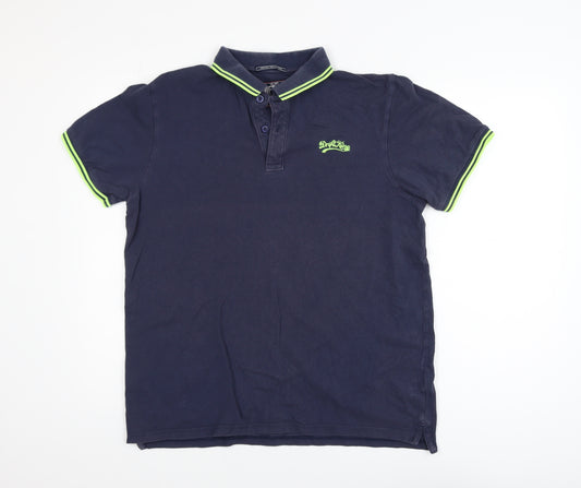 Drift King Men's Navy Blue Polo Shirt Size L Short Sleeve Cotton