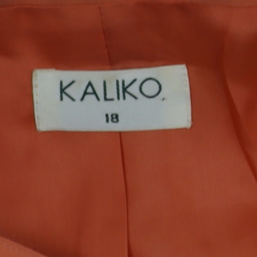 Kaliko Women's Orange Silk Linen Blazer Jacket UK 18 Lined Bow Detail