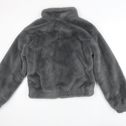 New Look Girls Grey Faux Fur Zip Jacket 14-15 Years Lined Winter