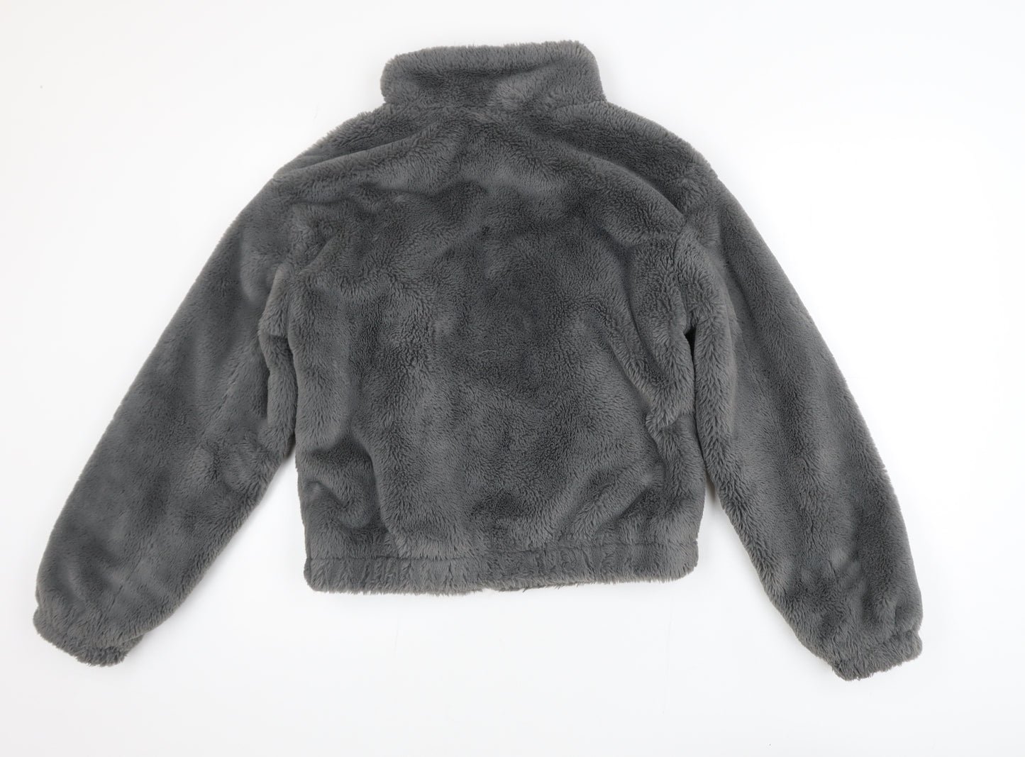 New Look Girls Grey Faux Fur Zip Jacket 14-15 Years Lined Winter