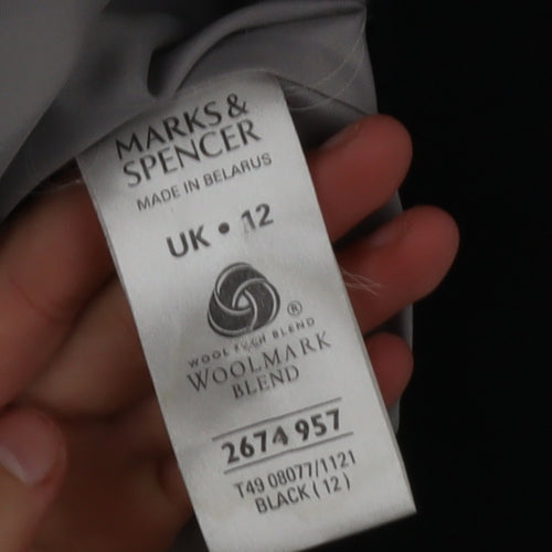 Marks and Spencer Women's Black Wool Blend Overcoat UK 12