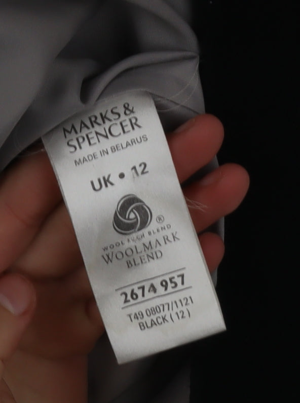 Marks and Spencer Women's Black Wool Blend Overcoat UK 12