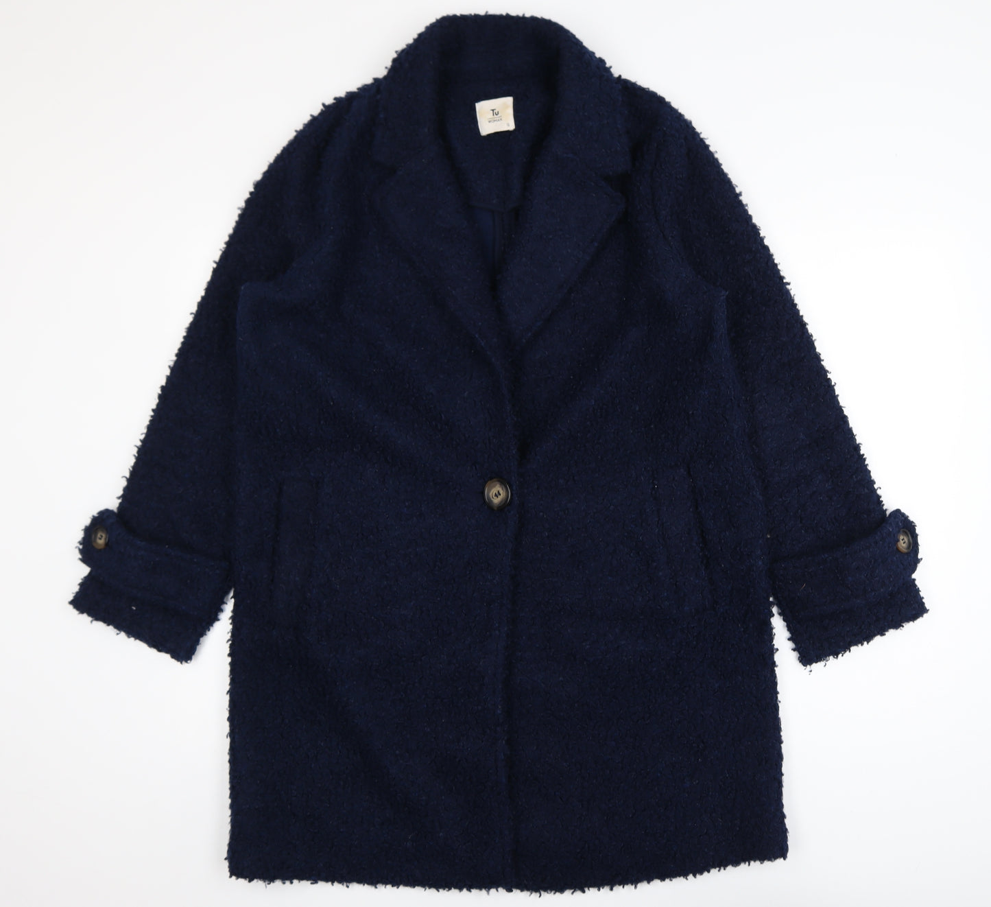 Tu Women Blue Mid-Length Overcoat Size 12 Lined Classic Style