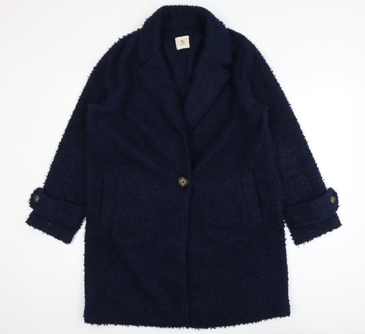 Tu Women Blue Mid-Length Overcoat Size 12 Lined Classic Style