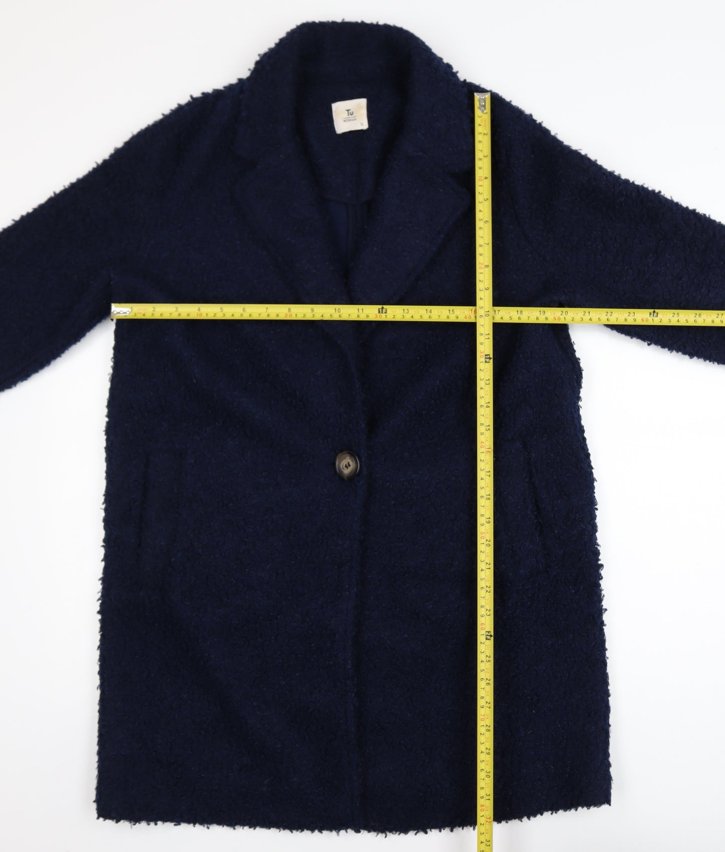 Tu Women Blue Mid-Length Overcoat Size 12 Lined Classic Style