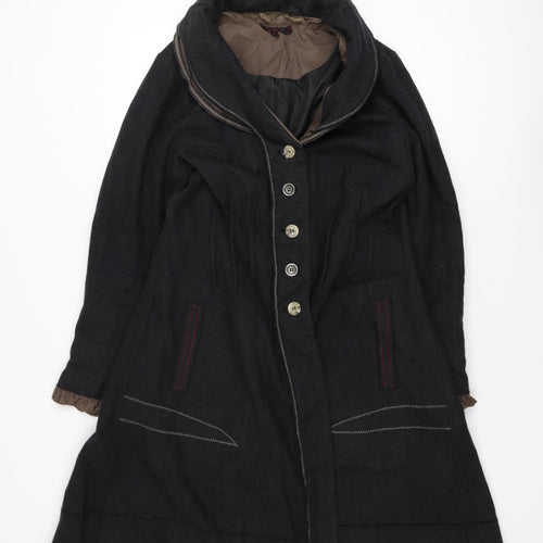 Joe Browns Women's Black Wool Blend Long Button Coat Size 12