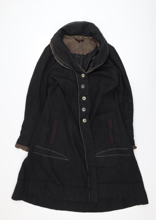 Joe Browns Women's Black Wool Blend Long Button Coat Size 12
