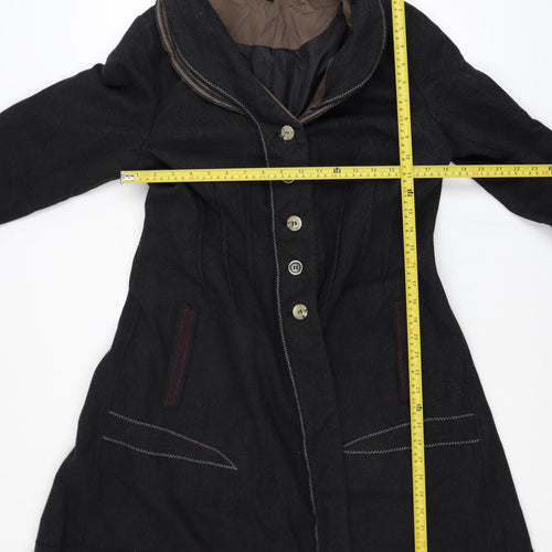 Joe Browns Women's Black Wool Blend Long Button Coat Size 12