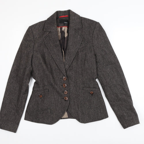 Next Women Brown Wool Blend Single-Breasted Suit Jacket Size 10