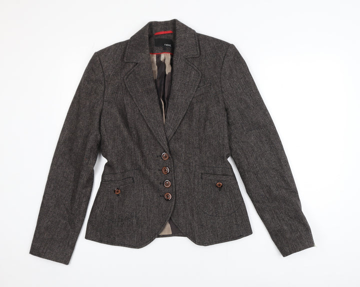 Next Women Brown Wool Blend Single-Breasted Suit Jacket Size 10