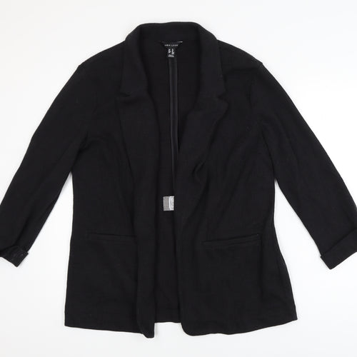 New Look Women's Black Long Sleeve Open Knit Cardigan UK 14
