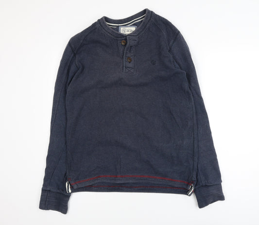 Fat Face Men's Blue Cotton Henley Jumper M Long Sleeve Casual
