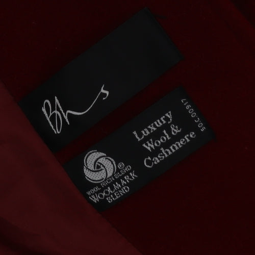 BHS Women Red Wool Cashmere Blend Long Coat Size 14