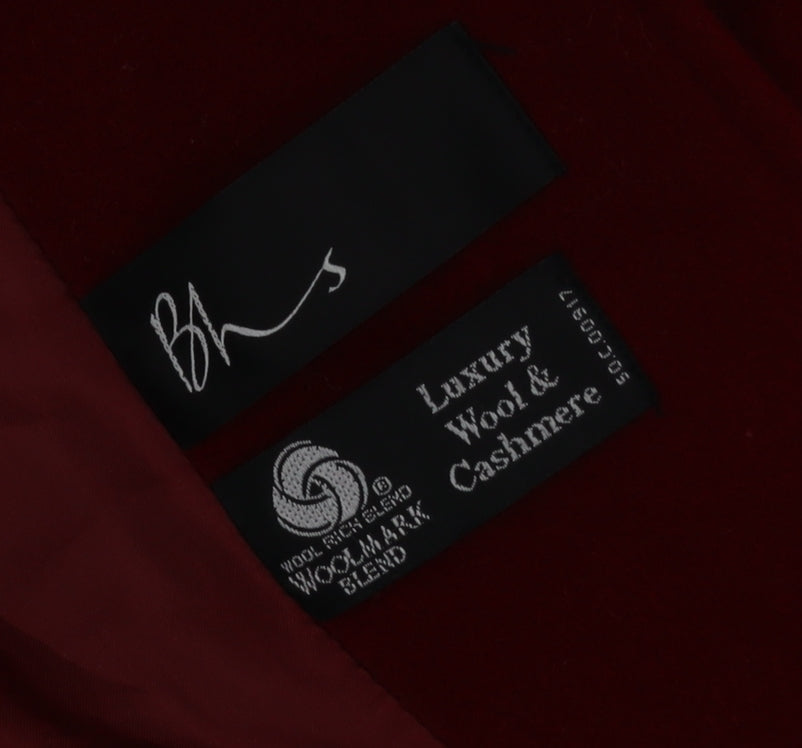 BHS Women Red Wool Cashmere Blend Long Coat Size 14