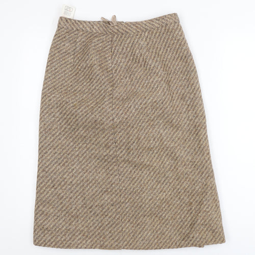 Marks and Spencer Women Brown Wool Tweed Pencil Skirt Size 14