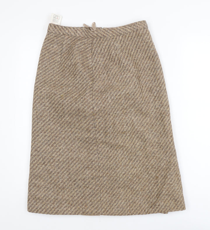 Marks and Spencer Women Brown Wool Tweed Pencil Skirt Size 14