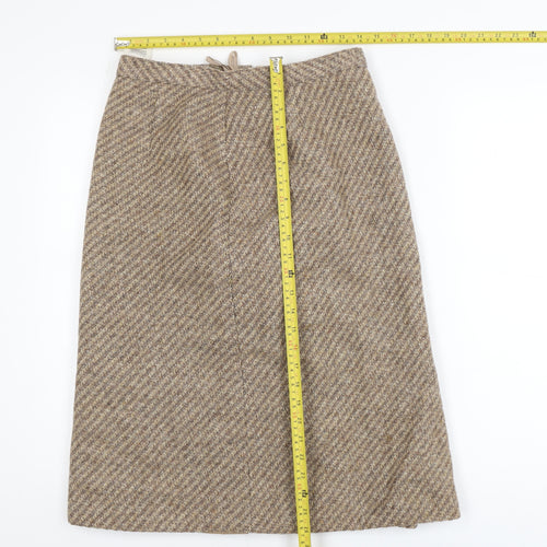 Marks and Spencer Women Brown Wool Tweed Pencil Skirt Size 14
