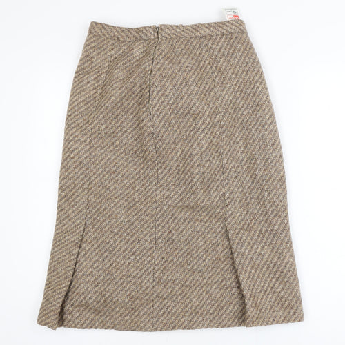 Marks and Spencer Women Brown Wool Tweed Pencil Skirt Size 14