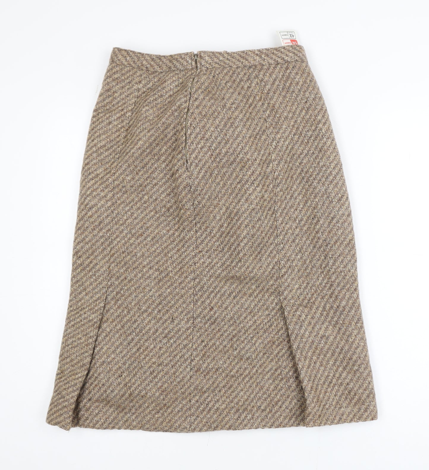 Marks and Spencer Women Brown Wool Tweed Pencil Skirt Size 14