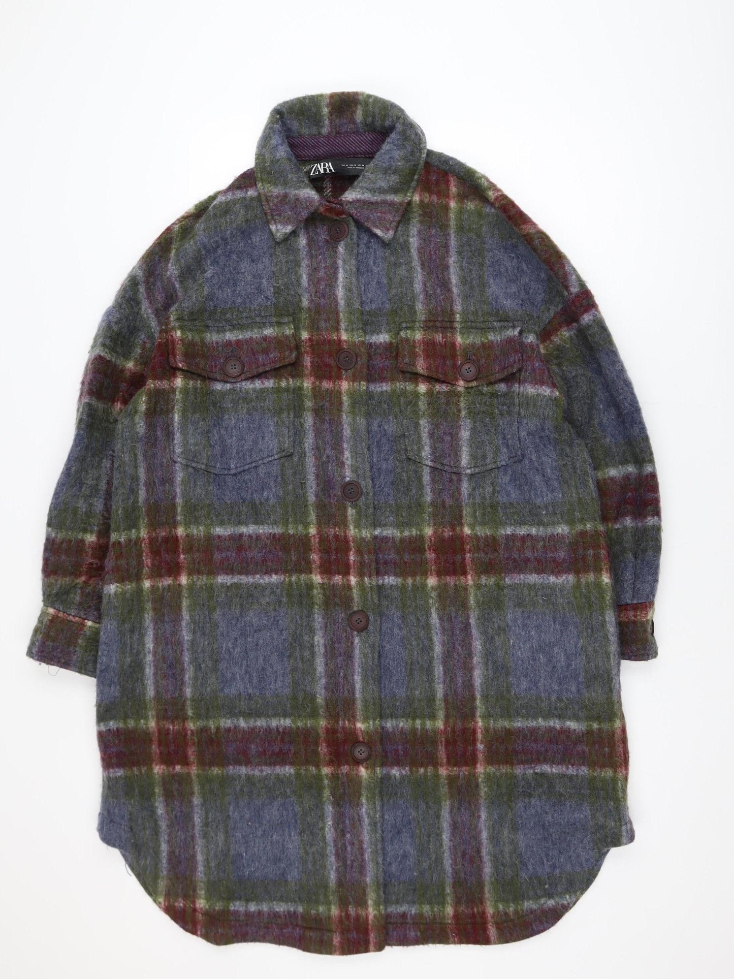 Zara Men's Multicoloured Check Wool Jacket Size M