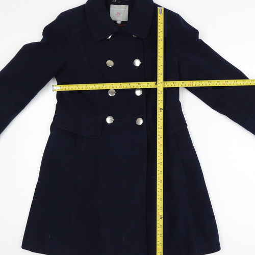 Dorothy Perkins Girls Blue Double-Breasted Pea Coat Size 6