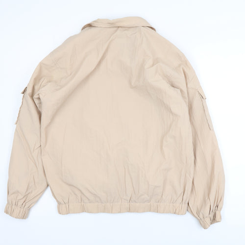 PrettyLittleThing Women’s Beige Bomber Jacket UK 6 Lightweight Zip-Up