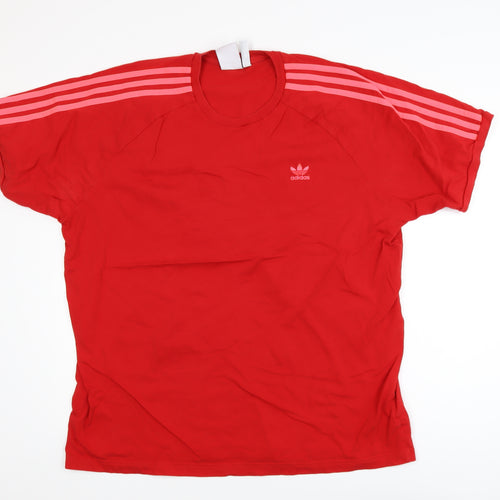 Adidas Men's Red 2XL Classic Crew Neck Short Sleeve Cotton T-Shirt