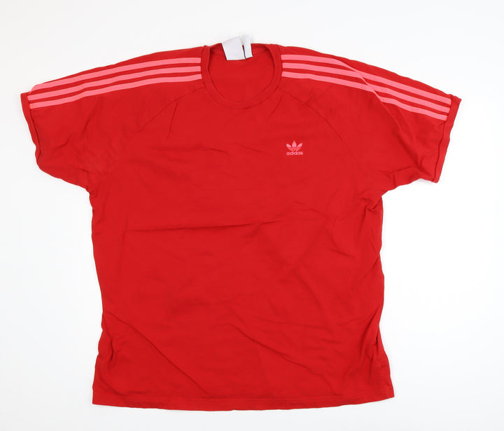 Adidas Men's Red 2XL Classic Crew Neck Short Sleeve Cotton T-Shirt