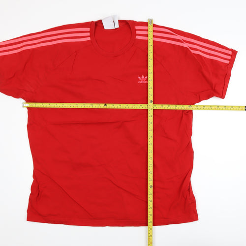 Adidas Men's Red 2XL Classic Crew Neck Short Sleeve Cotton T-Shirt