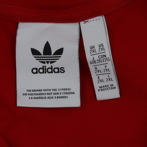 Adidas Men's Red 2XL Classic Crew Neck Short Sleeve Cotton T-Shirt