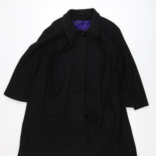 Marks and Spencer Women's Black Wool Blend Mid-Length Coat UK 16