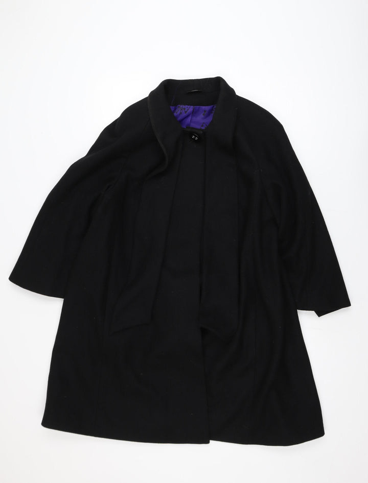Marks and Spencer Women's Black Wool Blend Mid-Length Coat UK 16