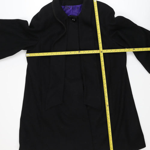 Marks and Spencer Women's Black Wool Blend Mid-Length Coat UK 16