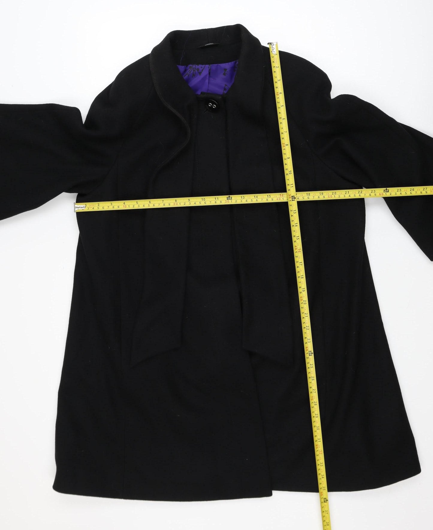 Marks and Spencer Women's Black Wool Blend Mid-Length Coat UK 16