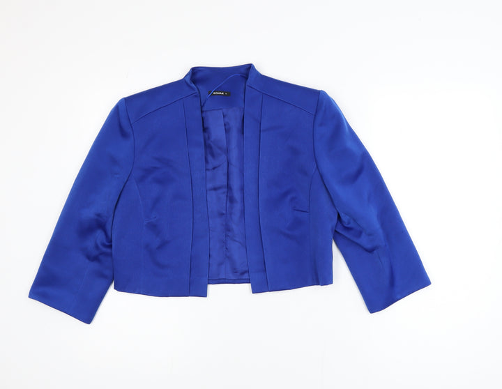 Roman Women’s Blue Cropped Blazer Size 12 Single Breasted