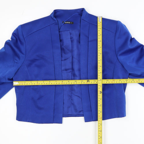 Roman Women’s Blue Cropped Blazer Size 12 Single Breasted