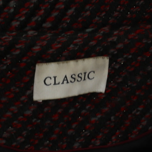 Marks and Spencer Women Red Check Tweed Full Zip Mid-Length Coat Size 8