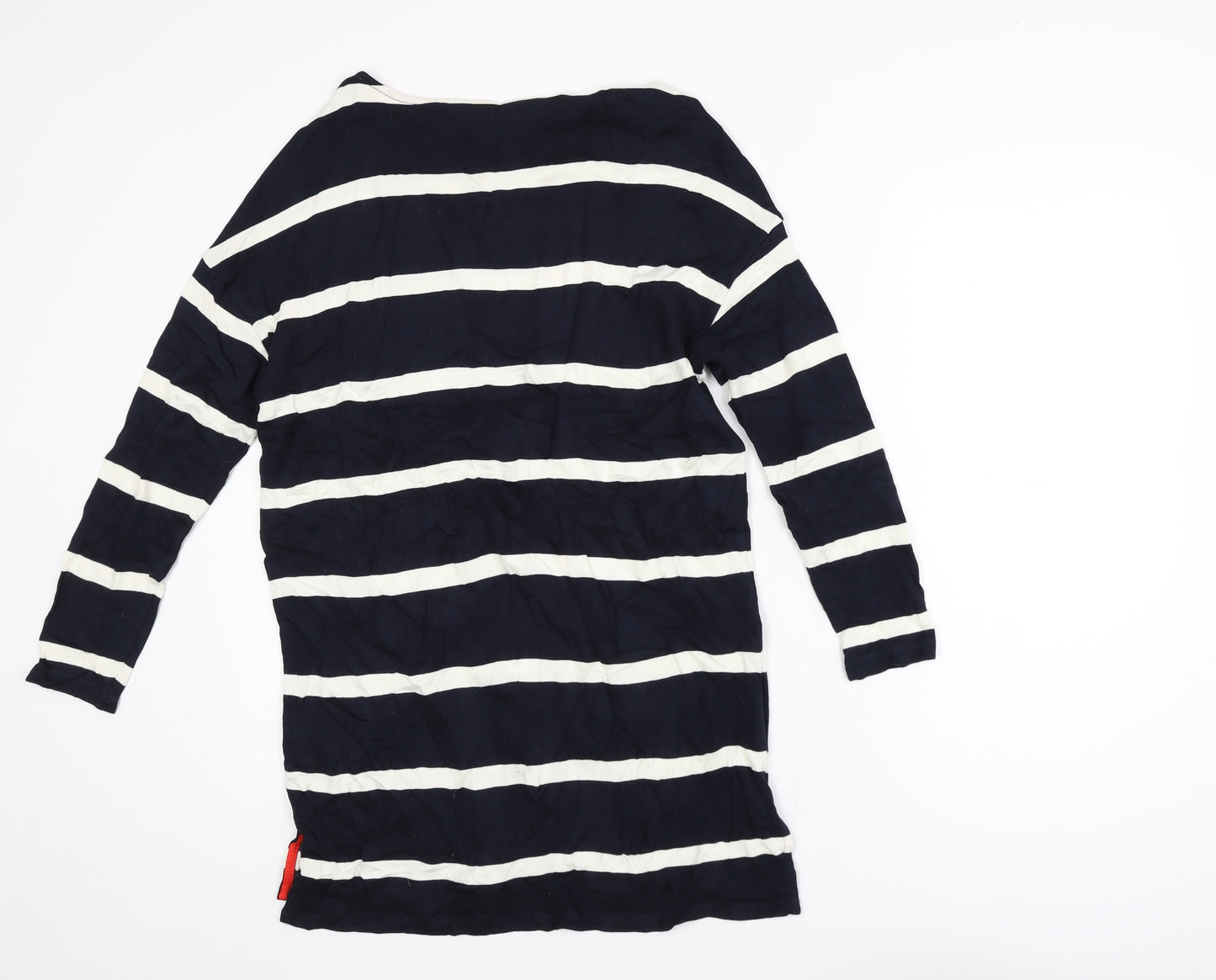 F&F Women Navy Striped Long Sleeve Tunic Top Size 8 Viscose Blend